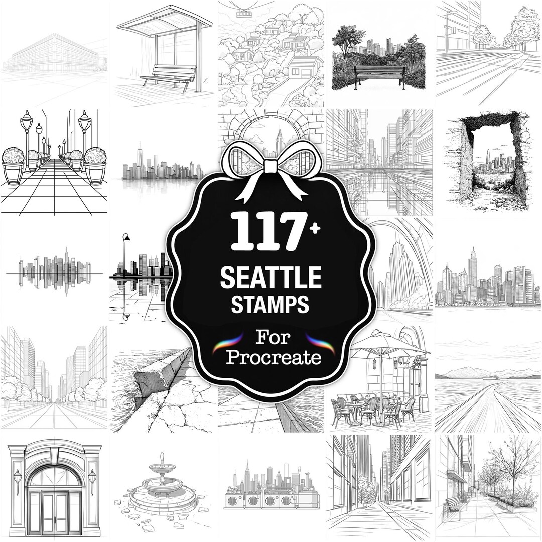 109+ Seattle Procreate Stamps, City Skyline Brushes for Procreate ...