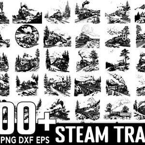 Más de 100 paquetes SVG de Steam Train, descarga digital instantánea, PNG, archivos de corte SVG