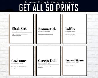 Funny Halloween Dictionary Prints: Spooky Sarcastic Definitions (Digital Download)