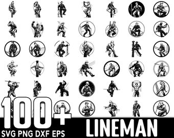 100+ Lineman SVG-Bundle, sofortiger digitaler Download, PNG, SVG-Schnittdateien