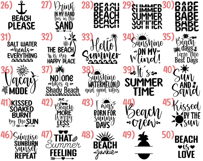 Beach SVG Bundle: Sassy Summer Quotes (digital Download) - Etsy