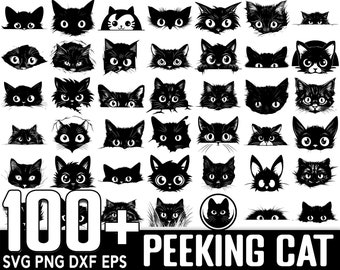 100+ Peeking Cat SVG Bundle, Instant Digital Download, PNG, SVG Cut Files