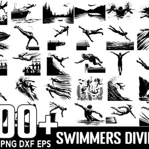 100+ Swimmers Diving Off SVG Bundle, Instant Digital Download, PNG, SVG Cut Files