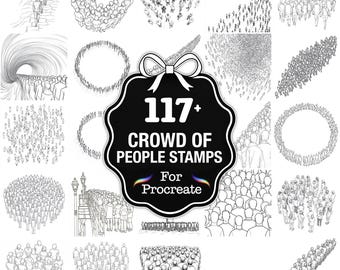Ponad 109 znaczków Crowd People Procreate, pakiet PNG People, natychmiastowe pobranie