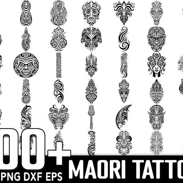 Plus de 100 tatouages maoris SVG Bundle, téléchargement numérique instantané, PNG, fichiers de coupe SVG