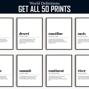 Welt Definitionen | 60 Positive Drucke | Global Wall Art | Druckbare Einheit & Wunder Zitate | Definition Poster Set
