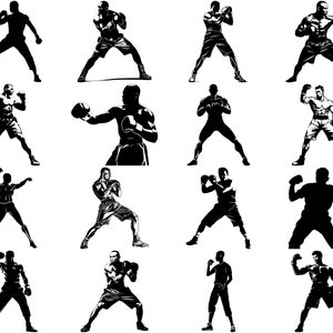 Más de 100 paquetes SVG de pose de boxeo, descarga digital instantánea, PNG, archivos de corte SVG