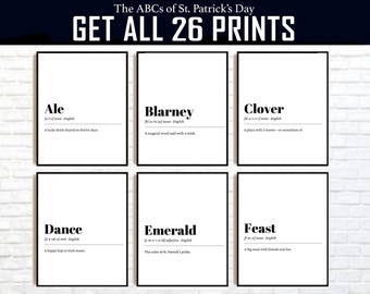 St. Patrick's Day Alphabet Prints: 26 Funny Irish Posters (Digital Download)