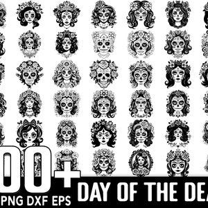100 以上の Day of the Dead SVG バンドル、インスタント デジタル ダウンロード、PNG、SVG カット ファイル