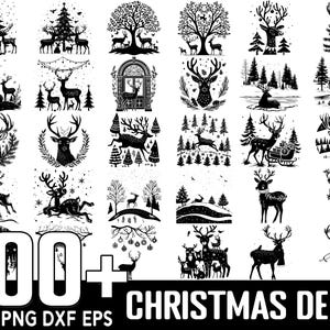 100+ Weihnachtshirsch SVG-Bundle, sofortiger digitaler Download, PNG, SVG-Schnittdateien