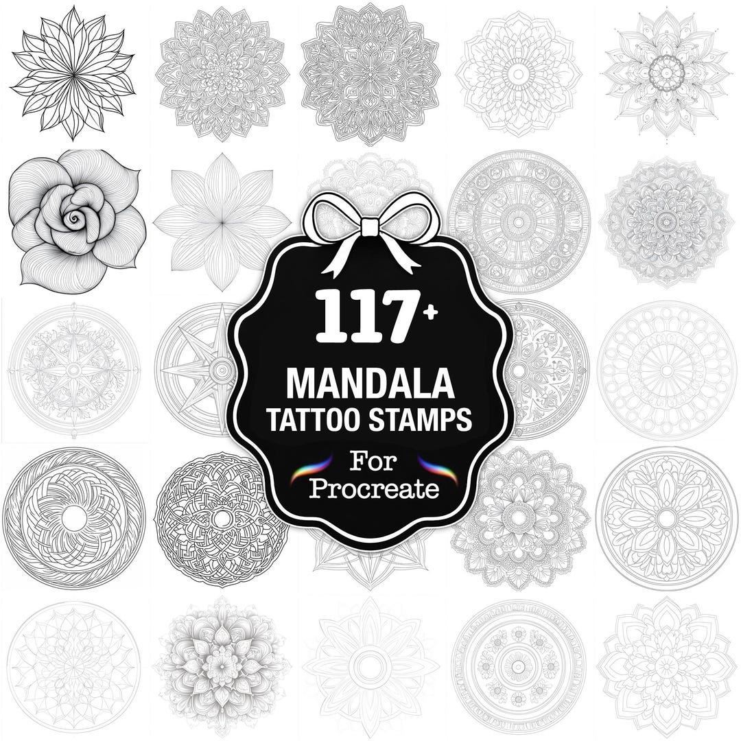 109+ Mandala Tattoo Procreate Stamps, Tattoo Pattern Brushes for ...