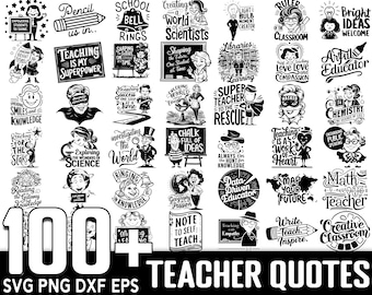 100+ Teacher Quotes SVG Bundle, Instant Digital Download, PNG, SVG Cut Files