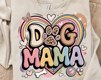 Dog Mama PNG: Leopard Paw, Pastel Rainbow Design (Instant Download)