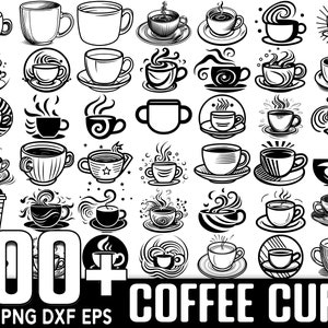 Paquete SVG de más de 100 cafés, descarga digital instantánea, PNG, archivos de corte SVG