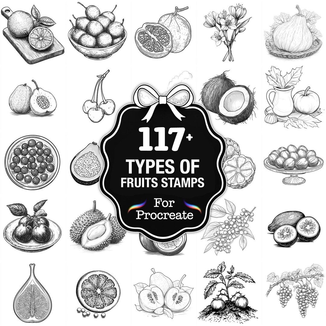 109+ Fruit Set Procreate Stamps, Fruit Brushes for Procreate, Instant ...