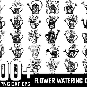 Mais de 100 pacotes SVG de regador floral, download digital instantâneo, PNG, arquivos de corte SVG
