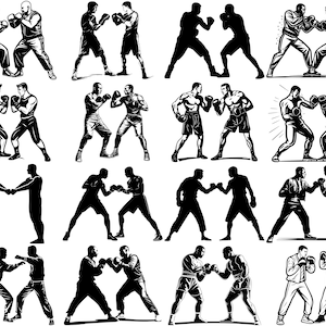 Paquete SVG de más de 100 jugadores de boxeo, descarga digital instantánea, PNG, archivos de corte SVG