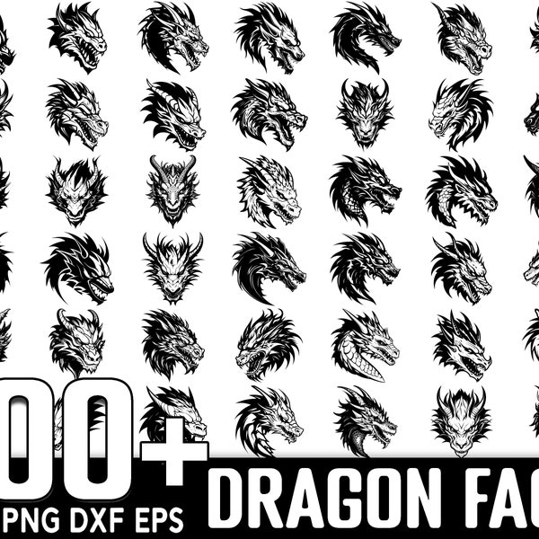 100+ Dragon Head SVG Bundle, Instant Digital Download, PNG, SVG Cut Files