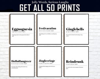 Funny Christmas Definition Prints: Sarcastic Holiday Humor (Digital Download)