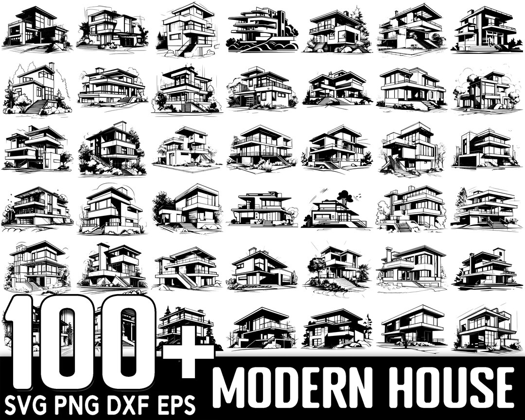 Svg House Plan Example 100 Modern House SVG Bundle, Instant Digital Download, PNG, SVG Cut ...