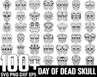 100+ Day of the dead Skulls SVG Bundle, Instant Digital Download, PNG, SVG Cut Files