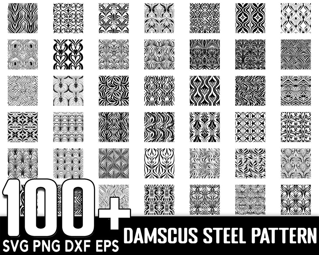 100 Damascus Steel Seamless SVG Bundle, Instant Digital Download, PNG