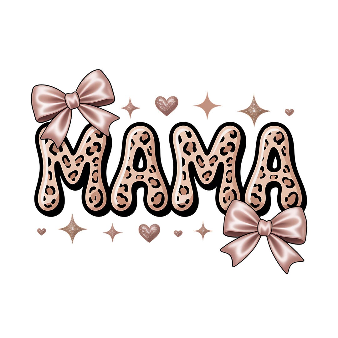 10x Leopard Print Bow Name PNG Bundle – Glam Mom Names (mama, Nana ...