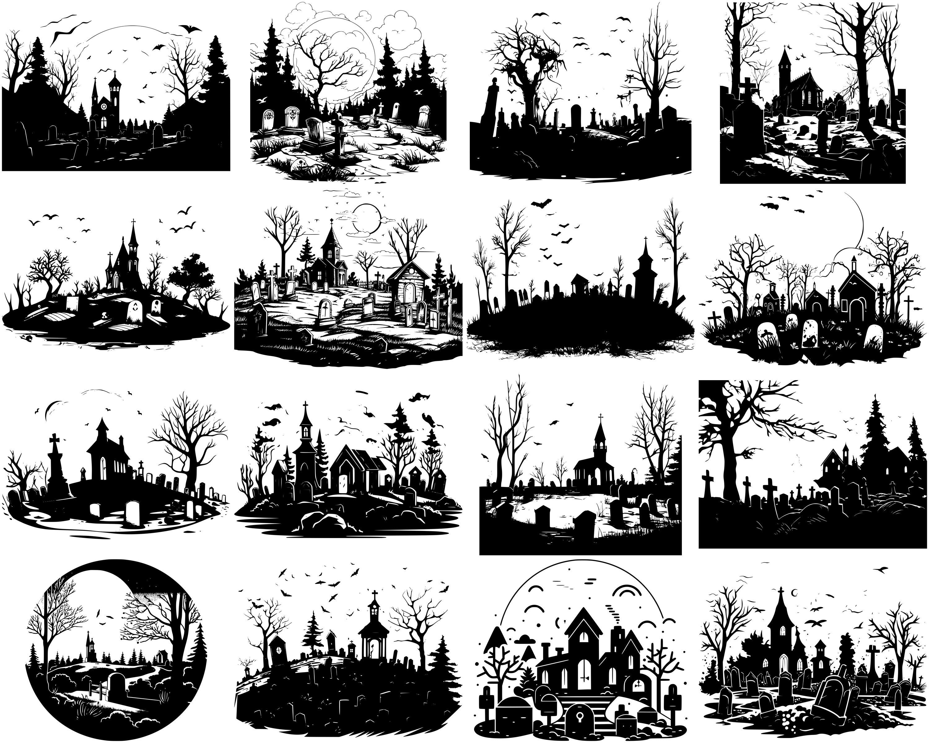 100+ Graveyard SVG Bundle, Instant Digital Download, PNG, SVG Cut Files ...