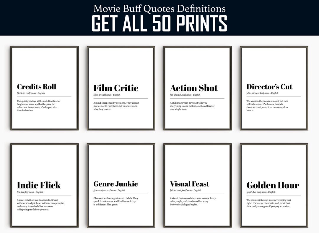 Buff Def Movie Buff Definition Prints: Funny Film Lover Wall Art (instant ...