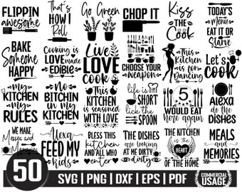 Kitchen SVG Bundle: Cooking & Baking Quotes (Digital Files)