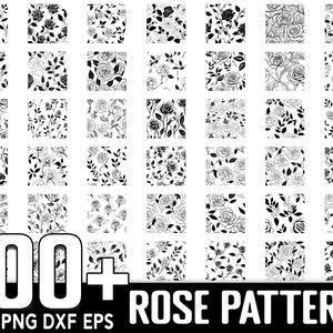 Plus de 100 motifs roses Seamless Pattern SVG Bundle, Téléchargement numérique instantané, PNG, SVG Cut Files