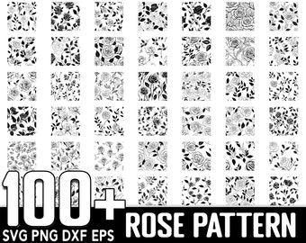 100+ Rose Pattern SVG Bundle: Seamless Floral Designs (Digital Download)