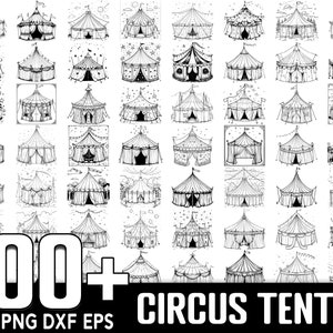 100+ circustent SVG-bundel, instant digitale download, PNG, gesneden SVG-bestanden