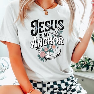 Jesus Is My Anchor PNG: Floral Nautical Christian Design (Instant Download)