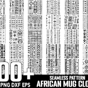 Pacchetto SVG con motivo senza cuciture in tessuto tazza africana da 100+, download digitale istantaneo, PNG, file di taglio SVG