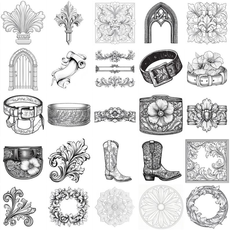 109+ Tooled Leather Procreate Stamps, Leather Brushes for Procreate ...