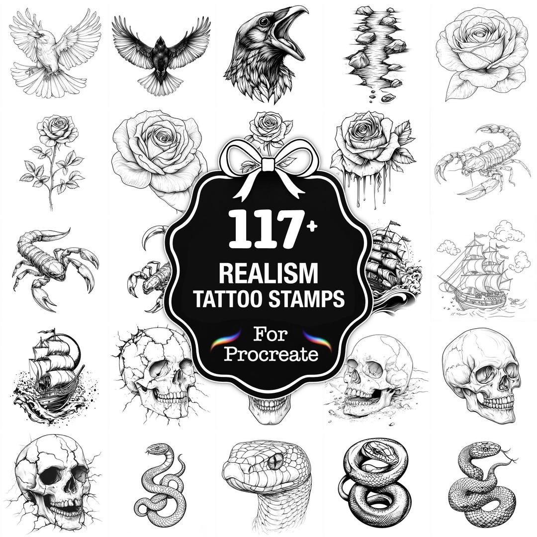 109+ Realism Tattoo Style Procreate Stamps, Realistic Tattoo Brushes ...
