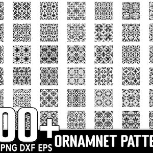 Pacchetto SVG con motivi senza giunture di oltre 100 ornamenti, download digitale istantaneo, PNG, file di taglio SVG