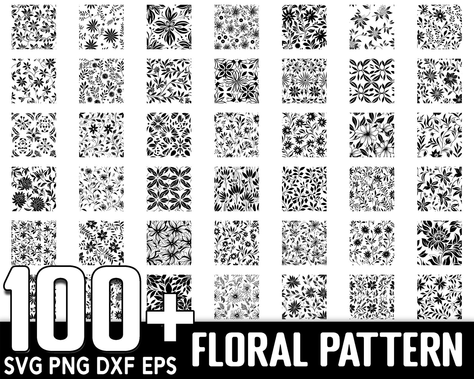 100+ Flower Seamless Pattern SVG Bundle, Instant Digital Download, PNG ...