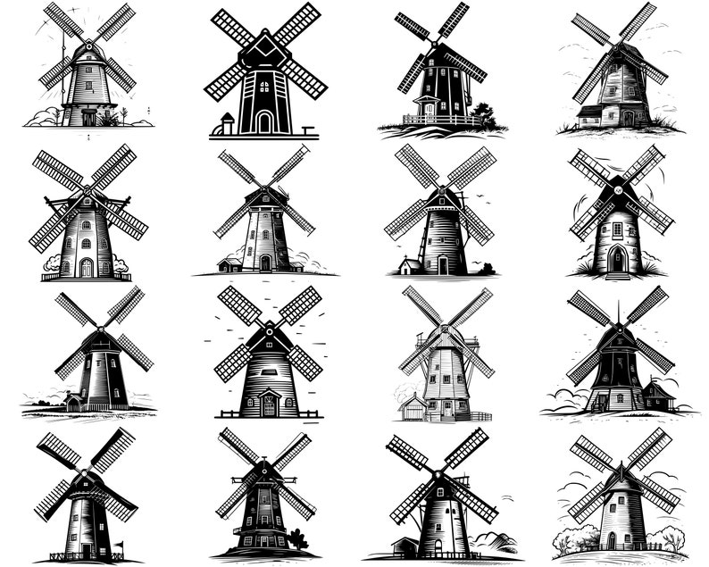 Windmill Using Shapes 100+ Windmill SVG Bundle, Instant Digital Download, PNG, SVG Cut Files ...