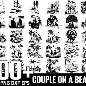 Paquete SVG de más de 100 parejas en la playa, descarga digital instantánea, archivos PNG y SVG para cortar