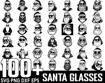 100+ Santa with Glasses SVG Bundle, Instant Digital Download, PNG, SVG Cut Files