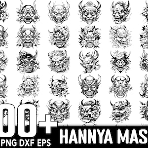 100+ Hannya Mask SVG Bundle, sofortiger digitaler Download, PNG, SVG-Schnittdateien
