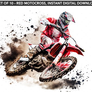 Red Motocross, High Quality Dirt Bike Png Bundle, Set of 10, Instant Digital Download