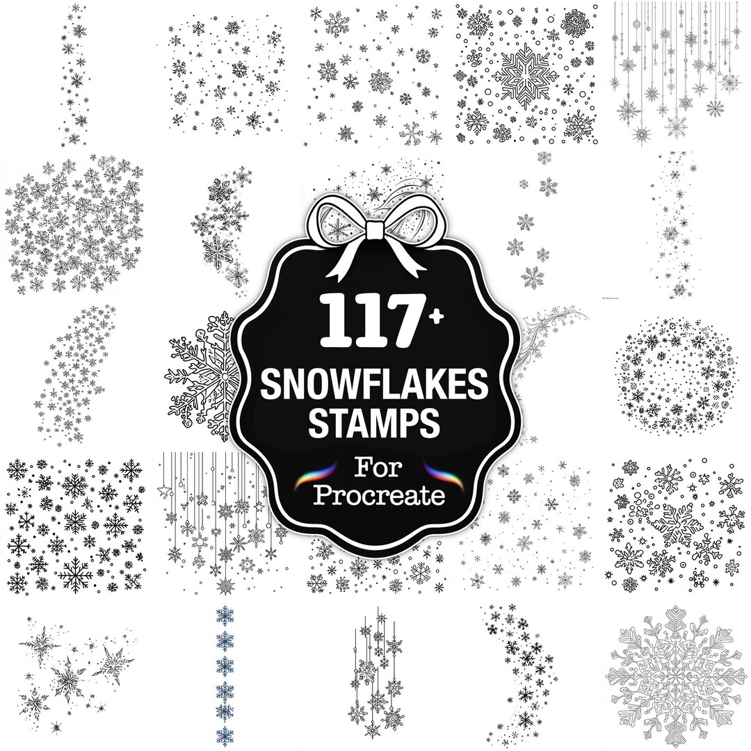 109+ Snowflakes Procreate Stamps, Snowflake Brushes for Procreate ...