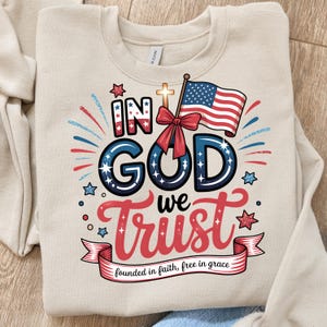 In God We Trust PNG: Patriotic Christian USA Flag Design (Digital Download)