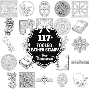 109+ Tooled Leather Procreate Stamps, Leather Brushes for Procreate, Instant Digital Download