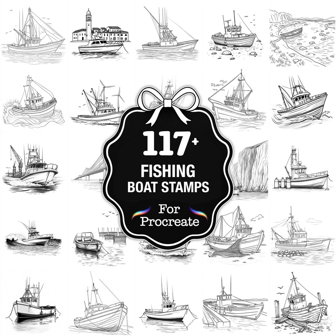 117+ Fishing Boat Procreate Stamps, Boat Illustration Brushes for ...