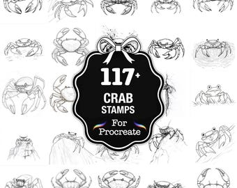 109+ Crab Procreate Stamps, Crab PNG Bundle, Instant Download