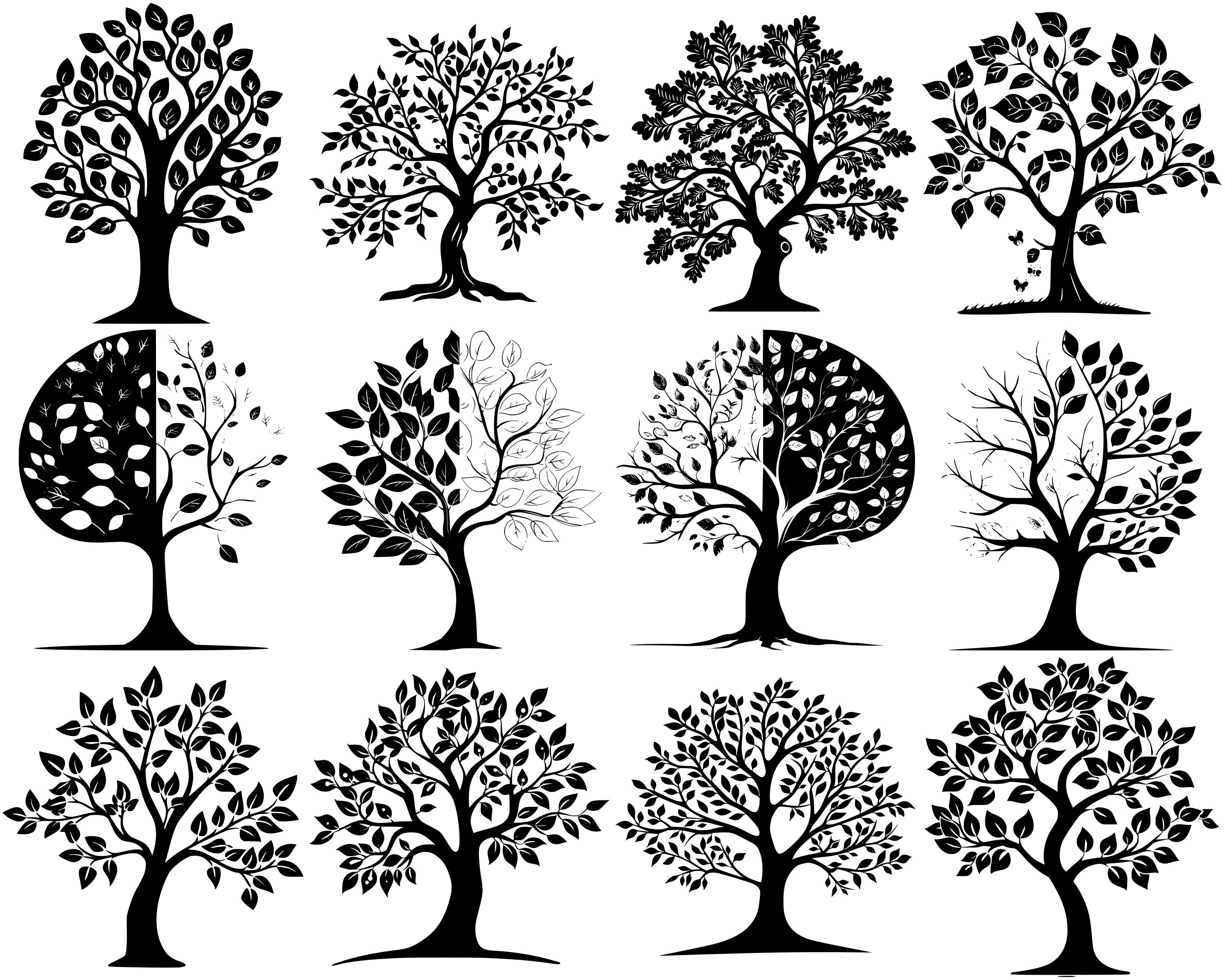 100+ Unique Trees SVG Bundle, Instant Digital Download, PNG, SVG Cut ...